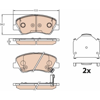 Sada brzdových platničiek kotúčovej brzdy TRW GDB3630