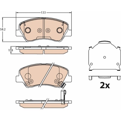 Sada brzdových platničiek kotúčovej brzdy TRW GDB3630