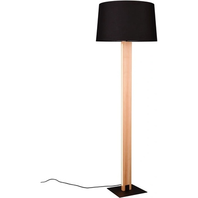 TRIO Подова лампа в черен и естествен цвят с текстилен абажур (височина 150 см) Rahul - Trio (447610232)