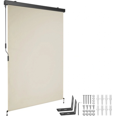 tectake 406134 svislá markýza eloise se 2 nástěnnými držáky - 120 x 250 cm,béžová