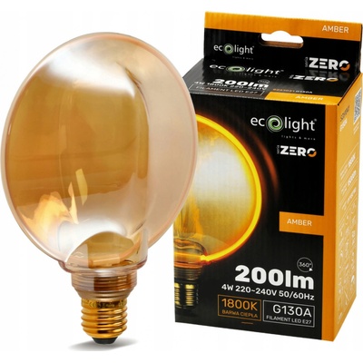 ECOLIGHT Dekorativní LED žárovka E27 4W 200lm G130 Amber Retro - řada ZERO