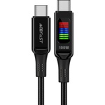 ACEFAST Здрав кабел с дисплей и бързо зареждане за устройства с USB-C порт (120 см) - Acefast C7-03 Display USB-C to USB-C Cable 100W (черен)