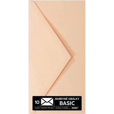 Obálky BASIC 10 KS (DL) 110x220 mm pastelová lososová