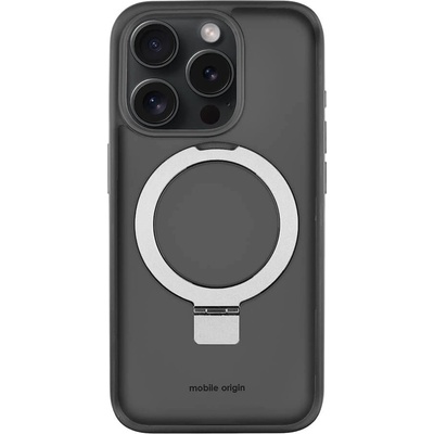 Mobile Origin RingMag MagSafe Case - хибриден удароустойчив кейс с MagSafe за iPhone 15 Pro (черен-прозрачен)