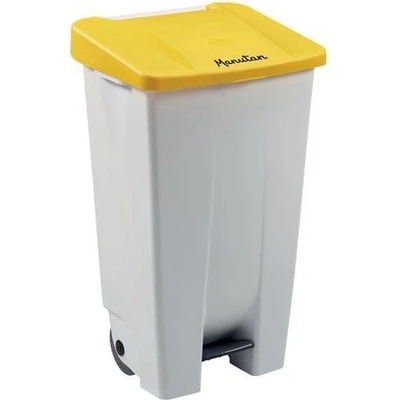 Manutan Expert Plastový odpadkový kôš Handy, objem 120 l, biely/žltý