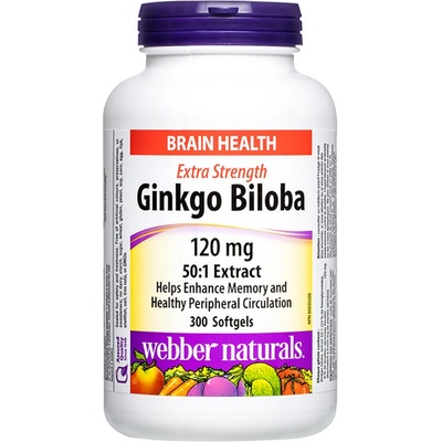 Webber Naturals Гинко билоба Extra Strength 120 mg 300 софтгел капсули | Webber Naturals (5182 WN)