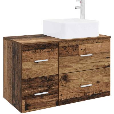 vidaXL Комплект мебели за баня 2 pcs Старо дърво Инженерна дървесина (3403966)