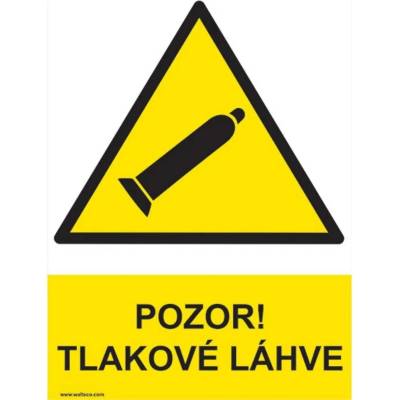 Walteco Pozor! Tlakové láhve (žlutá) 210x297mm, formát A4, samolepka Množství: 1 ks , 20037