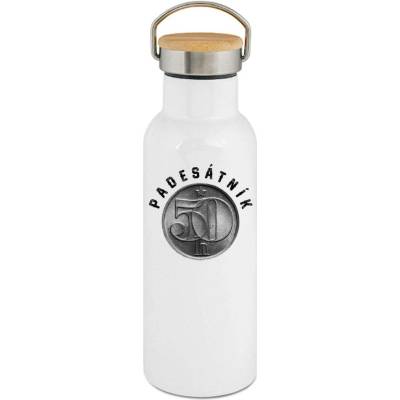 123TRIKO termoska Padesátník, ideální dárek k narozeninám, bílý potisk 500 ml