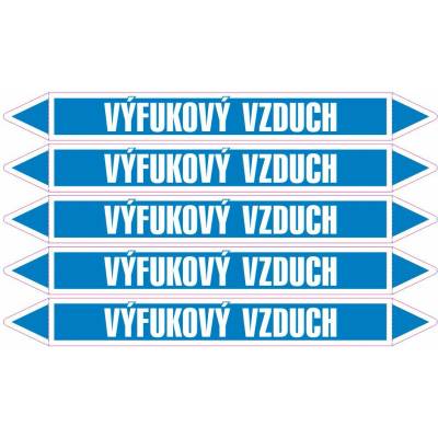 Grafiko | Výfukový vzduch - dle ČSN 13 0072 - Materiál Samolepící PVC folie, Rozměr aršík 5ks šipka 400x52mm