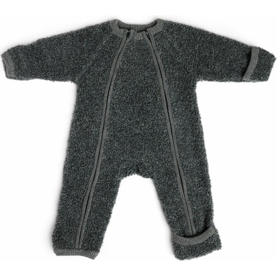 Merino overal bouclé pre deti s ohrnovacími nápletmi Smallstuff grey melange