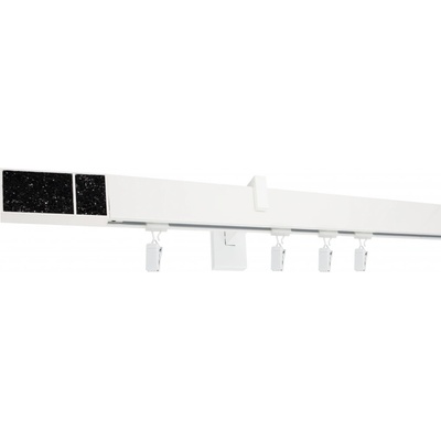 Kovovégarnýže Garnýže Square line modern crystal dark bílá lesklá Jednořadá, 0-100cm, jezdec+šnekový háček