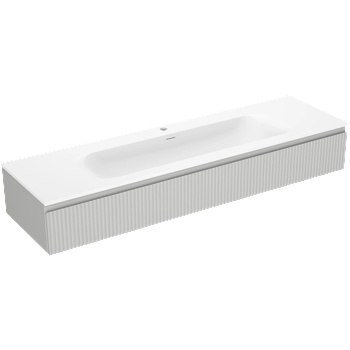 Mexen Rivel Шкаф за баня 140 см с мивка Vela, 1 чекмедже, оребрен, сив мат/бял мат (91A20-16023-1-BF62-W23M01)