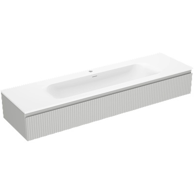 Mexen Rivel Шкаф за баня 140 см с мивка Vela, 1 чекмедже, оребрен, сив мат/бял мат (91A20-16023-1-BF62-W23M01)