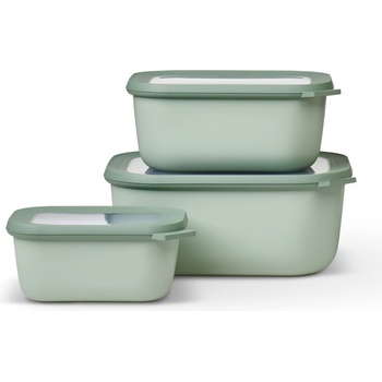 Mepal Контейнер за съхранение на храна CIRQULA RECT XL, комплект от 3 бр. , северен градински чай, пластмаса, Mepal (MPL05271H)