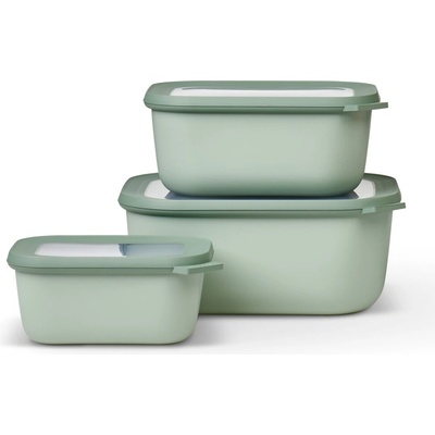 Mepal Контейнер за съхранение на храна CIRQULA RECT XL, комплект от 3 бр. , северен градински чай, пластмаса, Mepal (MPL05271H)
