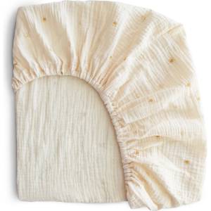 Mushie Бебешки муселинов чаршаф с ластик Mushie - 40 x 100 cm, Small Sun (004460) - baby