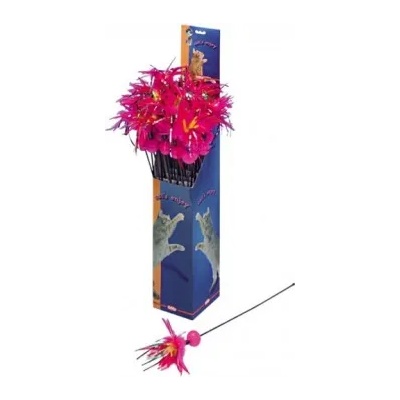 Nobby Играчка за котка въдица с еластична дръжка, тракащо топче и перца 60 см nobby Германия 80131