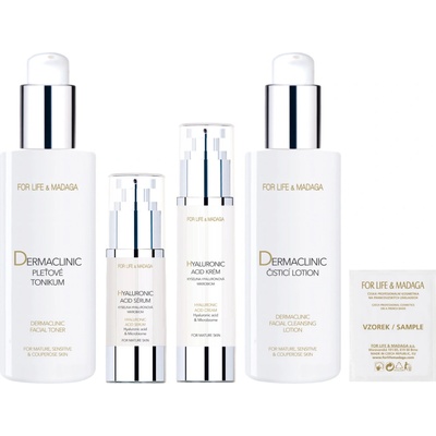 For Life & Madaga Pleťové tonikum Dermaclinic 200 ml + Hyaluronic Acid sérum 30 ml + Hyaluronic Acid krém 50 ml + Čisticí lotion Dermaclinic 200 ml + Oční krém Dermaclinic 2 ml dárková sada – Hledejceny.cz