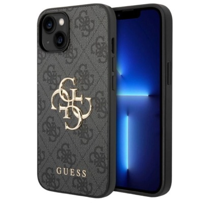 GUESS Предпазен калъф Guess PU 4G Metal Logo за iPhone 13, Черен