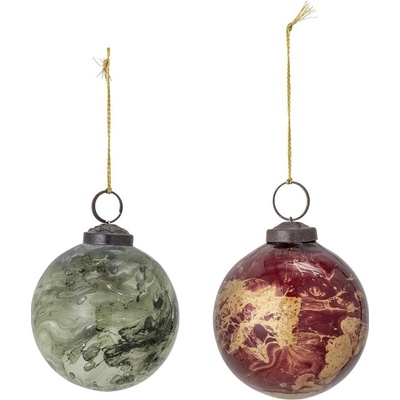 Bloomingville Sada vánočních ozdob skleněné koule Loba Ornament | barevná