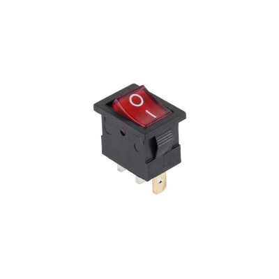 Kolískový mini prepínač 3-pin, 12V, červený, podsvietený PRK0020B