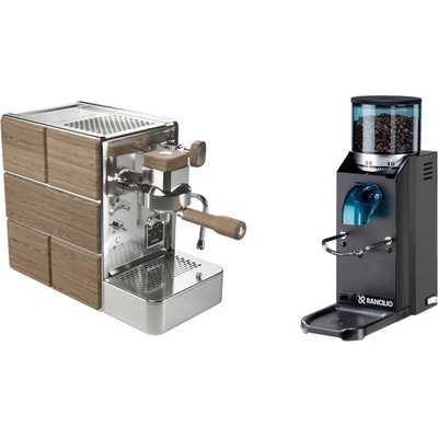 Set Stone Espresso Mine Premium Wood + Rancilio Rocky Doserless