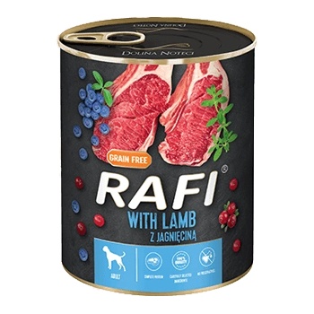 RAFI Dog Lamb консерва за кучета от всички породи с агнешко и боровинки - 0.8кг