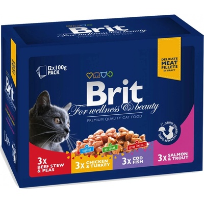 Brit Premium Cat Pouches masovo a RYBIE MIX 1200 g