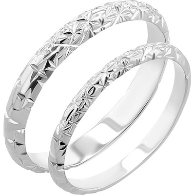 Eppi Platinové svadobné obrúčky s ručnou rytinou hviezd Kirby RW47696