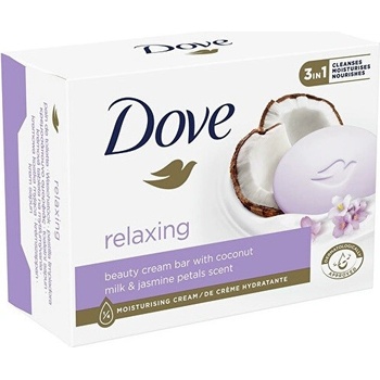 Dove Relaxing krémové toaletní mýdlo s kokosovým mlékem a s jasmínovými okvětními lístky 90 g