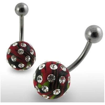 Marre piercing do pupíku fimo s krystalky PBFDBLY610