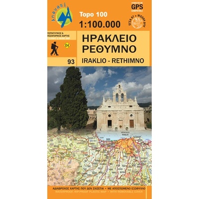 mapa Crete central - Iraklio, Rethimno 1:100 t.