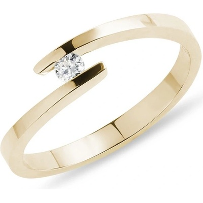 Klenota Minimalistický prsteň zo žltého zlata s diamantom k0552013