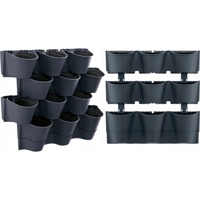 Prosperplast Cascade Wall Vertikální květináč set 12ks 12 ks 67 x 17,7 x 57 cm plast antracit IO2W600W-S433