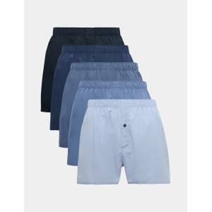 Marks & Spencer Тъкани боксерки от чиста памук, 5 броя Marks & Spencer син Marks & Spencer | Sin | МЪЖЕ | S