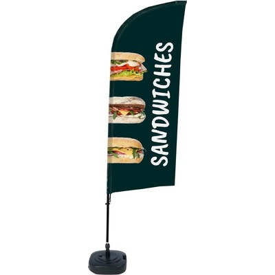 Jansen Display Kompletní sada reklamní vlajky ve tvaru křídla, Sendviče, anglicky, 1105 x 3300 mm