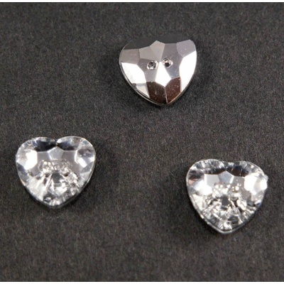 Luxusný kryštálový gombík - srdiečko- svetlý kryštál - rozmer 1,3 cm x 1,3 cm