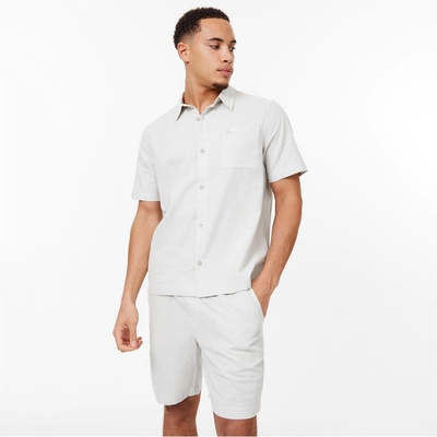 Jack Wills Риза с къс ръкав Jack Wills Short Sleeve Linen Shirt - Chalk