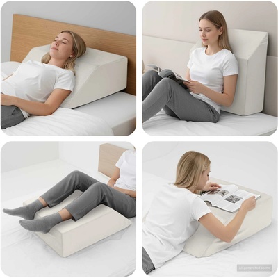 vidaXL Възглавничка за крака Едноцветен Бяло 63 x 52 x 19, 5 см PU пяна (42020190)