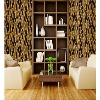 DIMEX ART s. r. o Луксозна флизелинова тапета златни и черни вълни