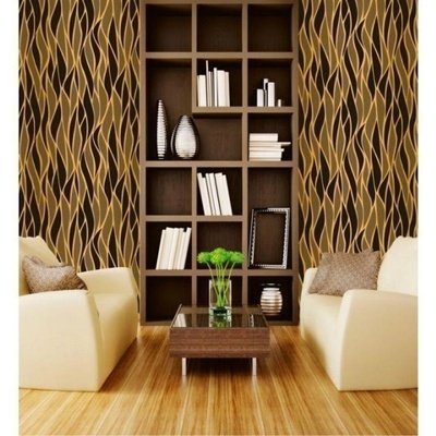 DIMEX ART Луксозна флизелинова тапета златни и черни вълни