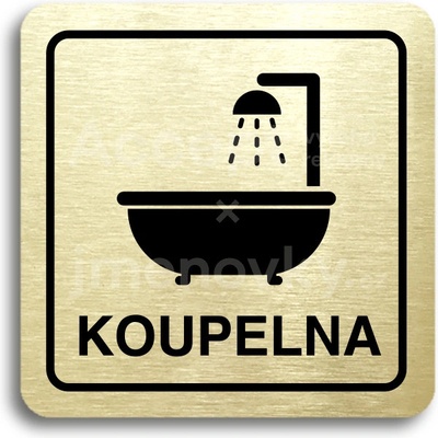 ACCEPT Piktogram koupelna - zlatá tabulka - černý tisk – Zboží Mobilmania