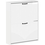 vidaXL Стенно шкафче за обувки HOORN 71 x 17 x 86 см Бял гланц (897299)