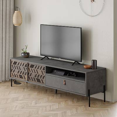 TopMebel Меламинов ТВ шкаф Dionysos в ретро сив цвят 170x45x48, 6см