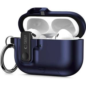 Tech-Protect Твърд калъф с карабинер за слушалки Apple AirPods Pro 3 от Tech-Protect Slim Hook - Navy Blue (5906302333295)