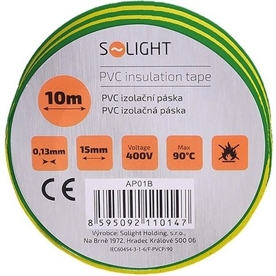 Solight izolačná páska 15 mm x 10 m žlto-zelená AP01