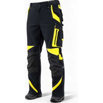 Sara Workwear Strečové kalhoty Neoflex černé žluté