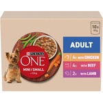 PURINA ONE Mini Dog Adult паучове за кучета с пиле, говеждо и агнешко в сос 10x85 г