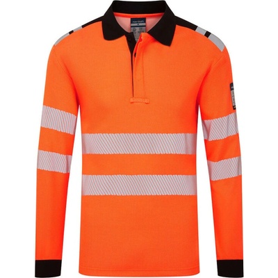 Portwest polokošile PW3 FR734 Modaflame Knit HVO FR dlouhý rukáv Oranžová/čierna L